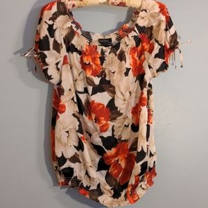 WHBM XL silky floral blouse